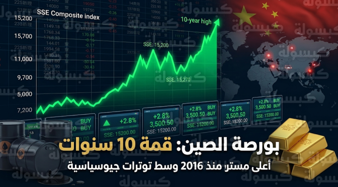 البورصة الصينية تسجل أعلى مستوى في 10 سنوات مع تدفق السيولة نحو قطاعات الطاقة والدفاع