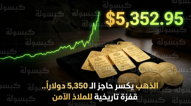 سعر الذهب اليوم الاثنين 2-3-2026 يقفز لمستوى تاريخي ويتخطى حاجز 5350 دولاراً