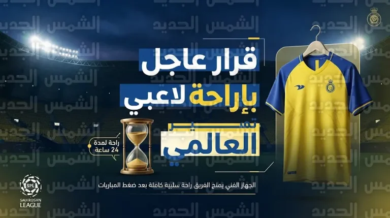 قرار عاجل من الجهاز الفني لنادي النصر بمنح اللاعبين راحة 24 ساعة بعد تأجيل مواجهة الوصل الإماراتي